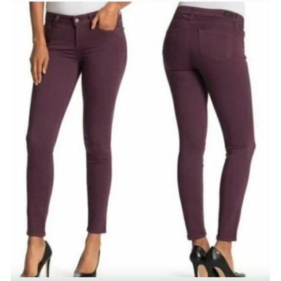 Paige Denim Verdugo Ankle Cherry Noir Burgindy Skinny Jeans 26 Spring Summer - Picture 1 of 12